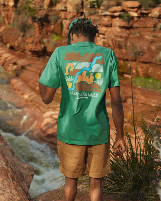 Shop Teva x Parks Project Wild Rivers Pocket Tee Inspired by our National Parks | forest-green