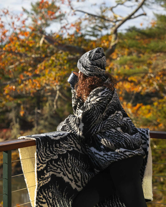 Eco-friendly Fleece Throw Inspired by Acadia National Park | black