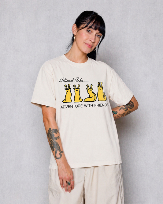 Shop Adventure with Friends Banana Slug Tee Inspired by Parks | raw-natural