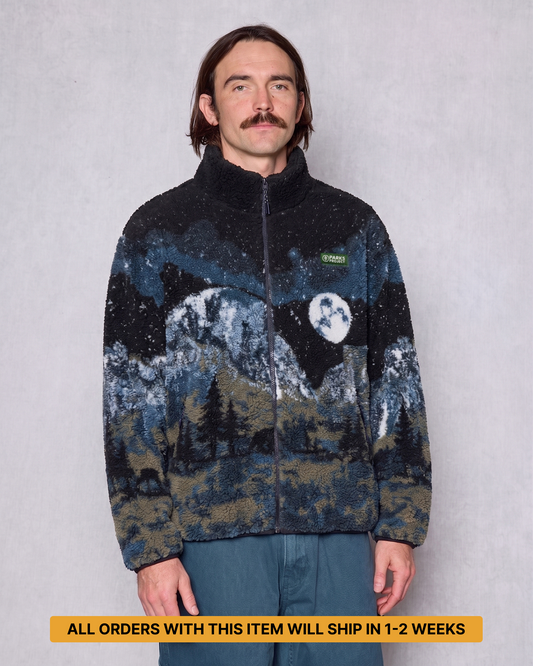 Shop Yosemite Night Views Full Zip High Pile Fleece Inspired by Yosemite NP | black
