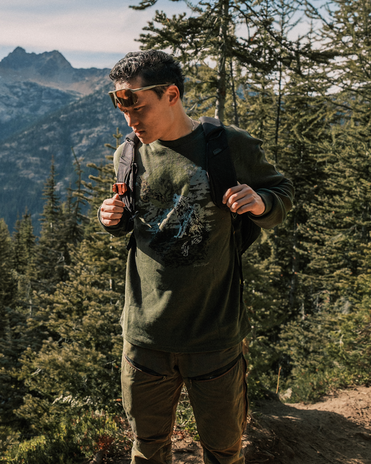 Shop Howling Wolf Waffle Long Sleeve Inspired by Grand Teton | deep-olive