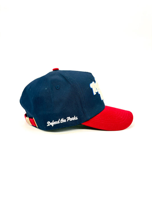 Shop National Parks Vintage Chenille Hat Inspired by National Parks | navy-and-red