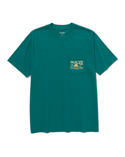 Shop Glacier Puff Print Pocket Tee Inspired by Glacier National Park | green