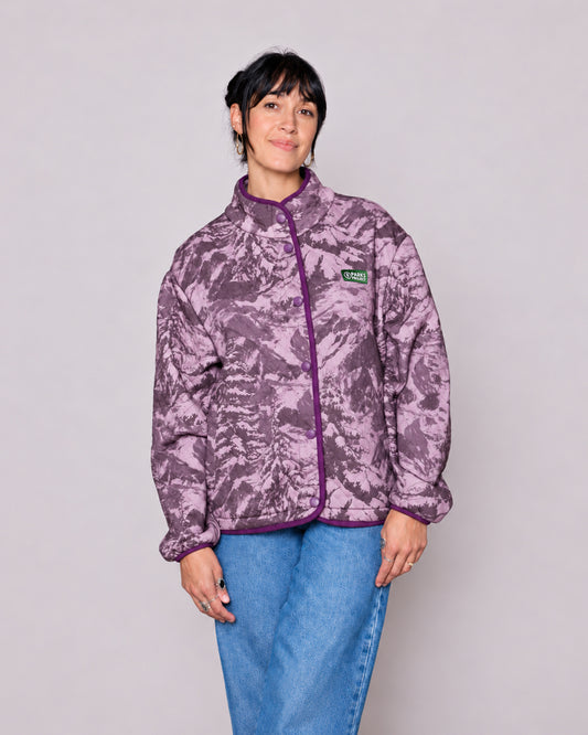 Shop Women's Snowy Pines Quilted Jacket Inspired by Grand Teton NP | mauve-orchid