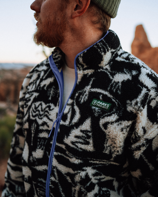 Shop Park Shadows Full Zip High Pile Fleece Inspired by National Parks | black-and-white