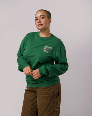 Shop Yosemite Puff Print Long Sleeve Tee Inspired by National Parks | forest-green
