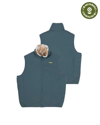Shop Yellowstone Geysers Reversible Vest Inspired by Yellowstone National Park | khaki-and-green