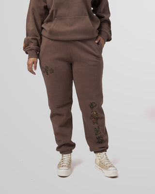 Shop Fleece Joggers With Custom Embroidery Inspired By Parks | dark brown