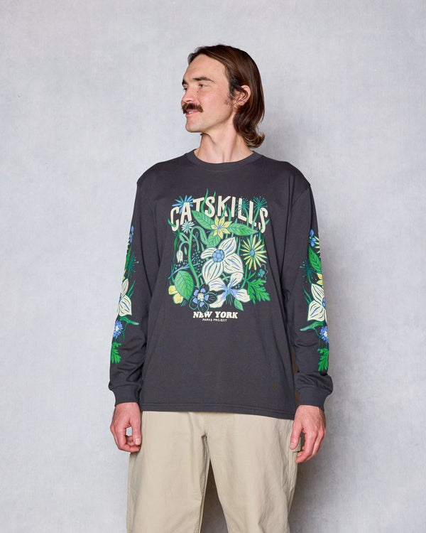 Shop Catskills Flower Patch Long Sleeve Tee Inspired by Catskills Park | vintage-black