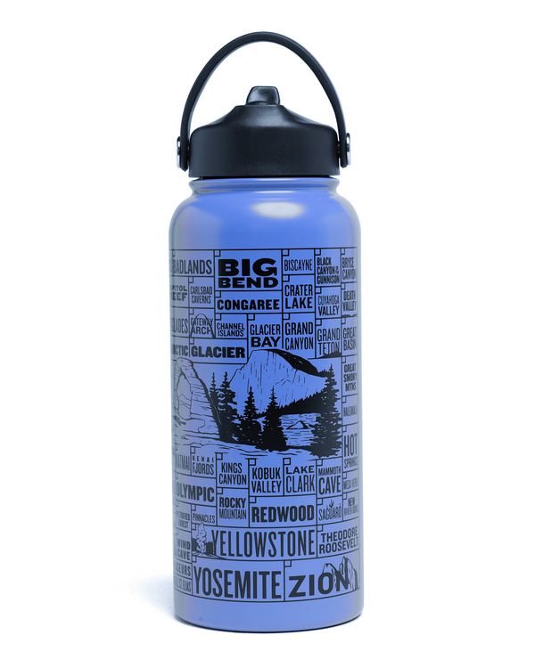 Shop National Parks Checklist 32oz. Insulated Water Bottle | blue-and-black