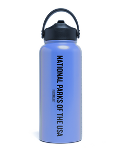 shop national parks checklist 32oz. insulated water bottle | blue-and-black