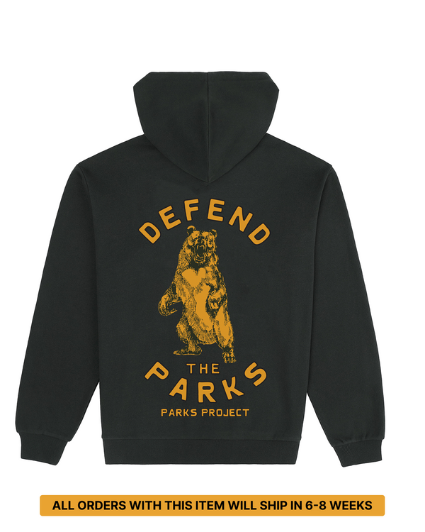 Shop Defend the Parks Bear Hoodie Inspired by Protecting National Parks PREORDER - SHIPS IN 6-8 WEEKS | vintage-black