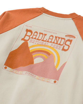 Discover Vintage-Style Badlands Greatest Hits Raglan Crew | burnt-orange