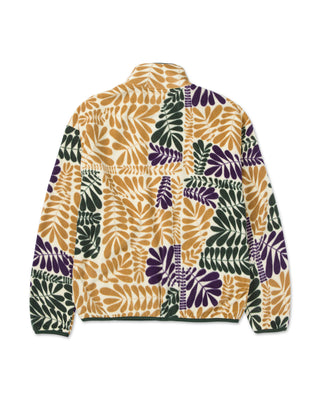 Sustainably Made Fern Print Trail Fleece Inspired By Big Sur | purple-and-cream