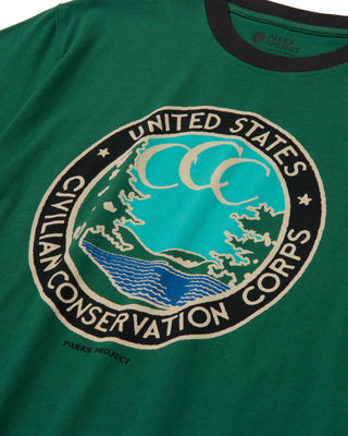 Shop Civilian Conservation Corps Ringer Tee Inspired by National Parks | forest-green