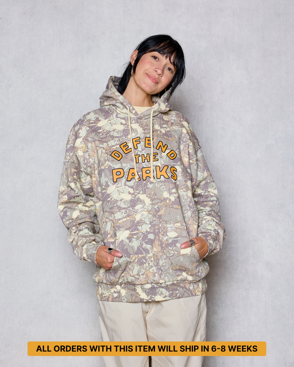 Shop Defend the Parks Bear Hoodie Inspired by Protecting National Parks PREORDER - SHIPS IN 6-8 WEEKS | camo