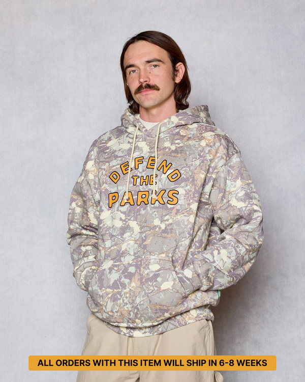 Shop Defend the Parks Bear Hoodie Inspired by Protecting National Parks PREORDER - SHIPS IN 6-8 WEEKS | camo