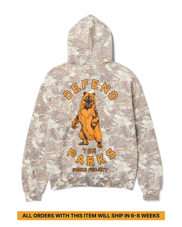 Shop Defend the Parks Bear Hoodie Inspired by Protecting National Parks PREORDER - SHIPS IN 6-8 WEEKS | camo