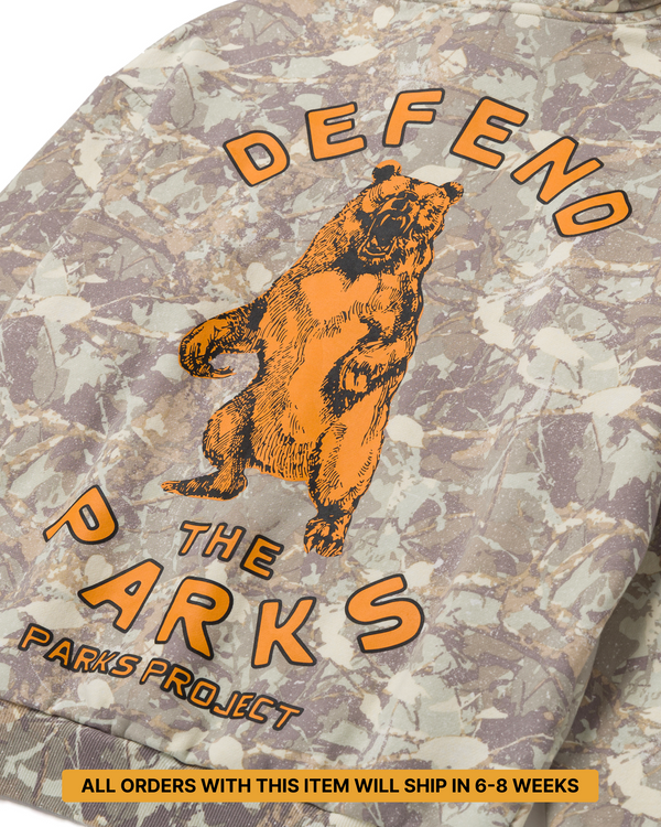 Shop Defend the Parks Bear Hoodie Inspired by Protecting National Parks PREORDER - SHIPS IN 6-8 WEEKS | camo