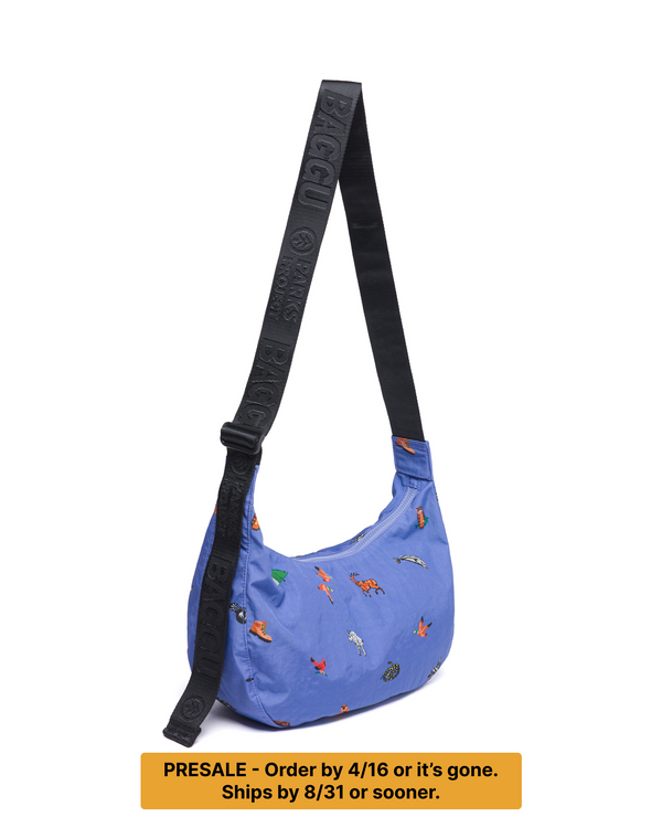 PRESALE-ORDER BY 4/16. SHIPS BY 8/31 OR SOONER. Shop Naturalist Club BAGGU Medium Nylon Crescent Bag Inspired by National Parks | violet