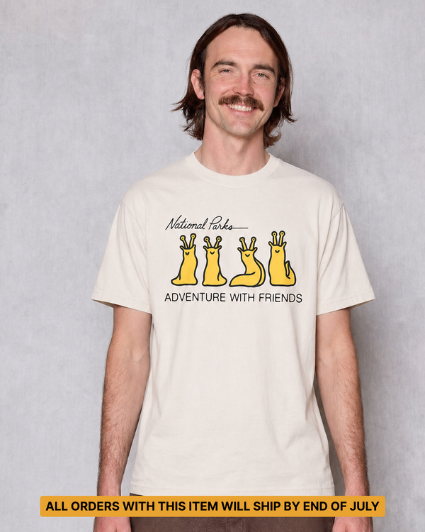 Shop Adventure with Friends Banana Slug Tee Inspired by Parks - ALL ORDERS WITH THIS ITEM WILL SHIP BY END OF JULY | raw-natural