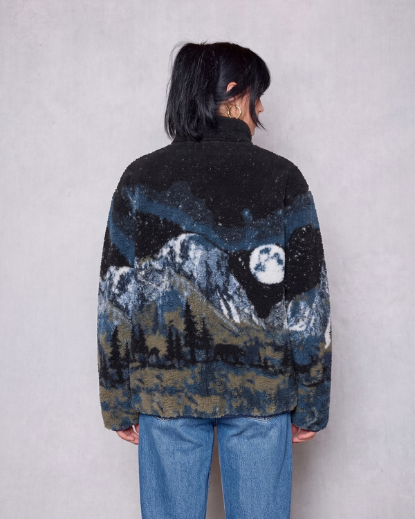 Shop Yosemite Night Views Full Zip High Pile Fleece Inspired by Yosemite NP | black