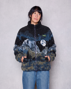 shop yosemite night views full zip high pile fleece inspired by yosemite np | black