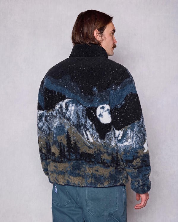 Shop Yosemite Night Views Full Zip High Pile Fleece Inspired by Yosemite NP | black