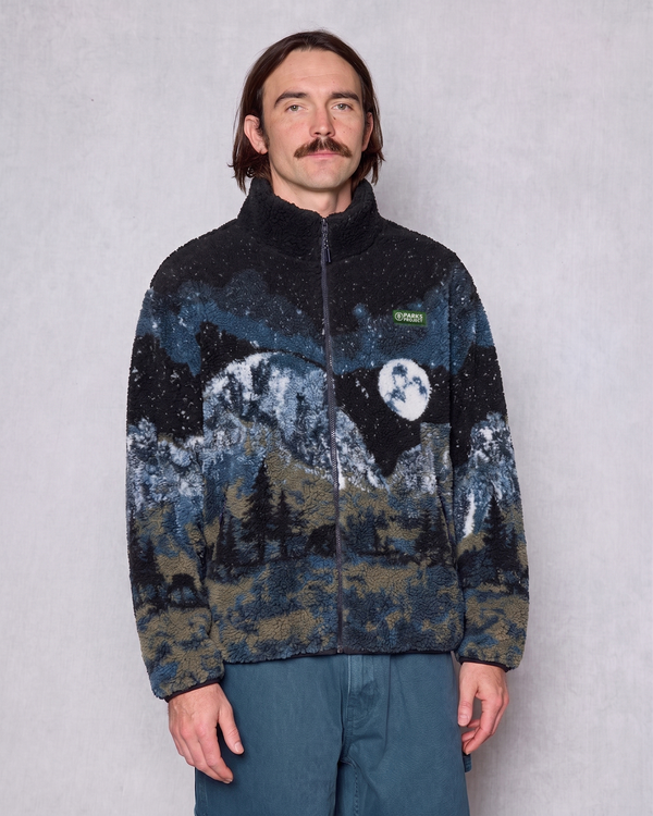 Shop Yosemite Night Views Full Zip High Pile Fleece Inspired by Yosemite NP | black