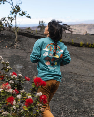 Shop Hawaiʻi Geological Wonderlands Long Sleeve Tee Inspired By Hawai‘i Volcanoes National Park | dusty-teal