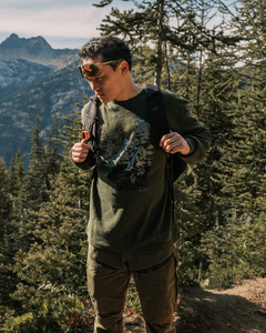shop howling wolf waffle long sleeve inspired by grand teton | deep-olive