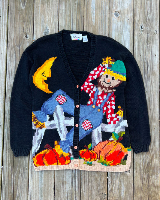 Vintage 90s Scarecrow Knit Cardigan Women's Sweater
