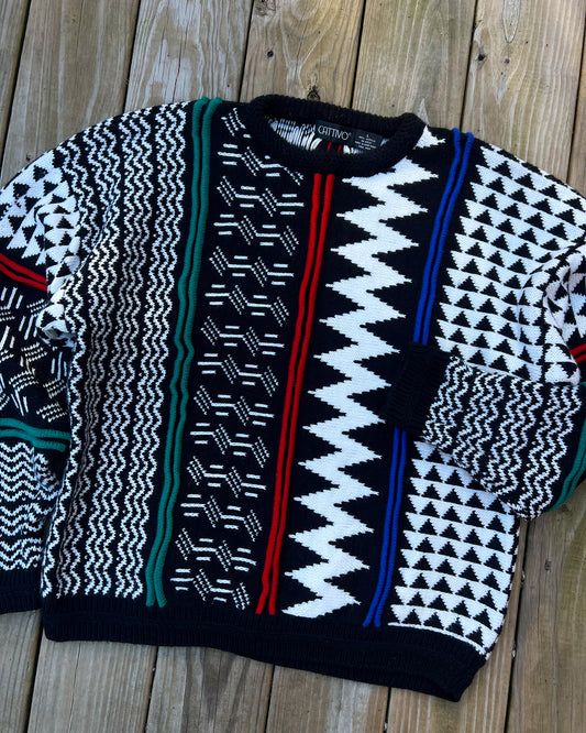 Vintage Crazy Pattern Knit Sweater