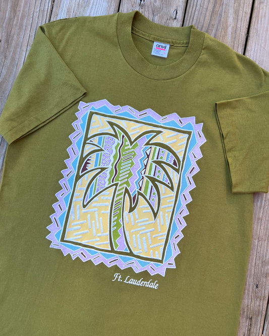 Vintage Ft Lauderdale Puffy Print Palm Tree Tee