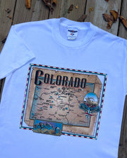 Vintage White Colorado Map Shirt