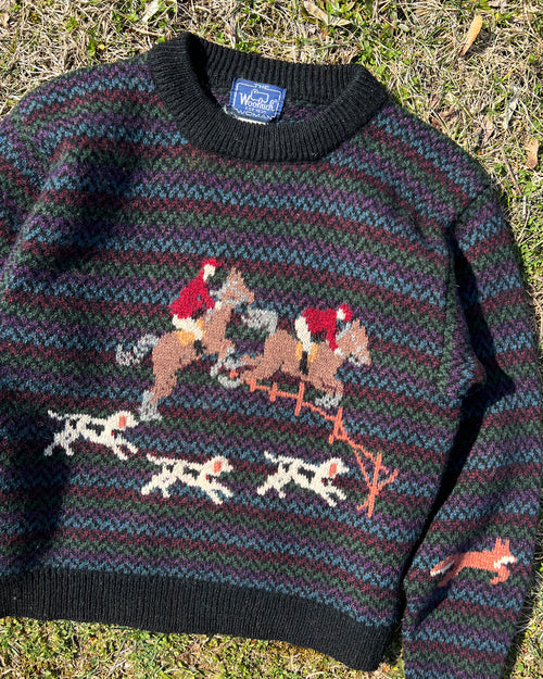 Vintage Women's Woolrich Fox Chasing Sweater