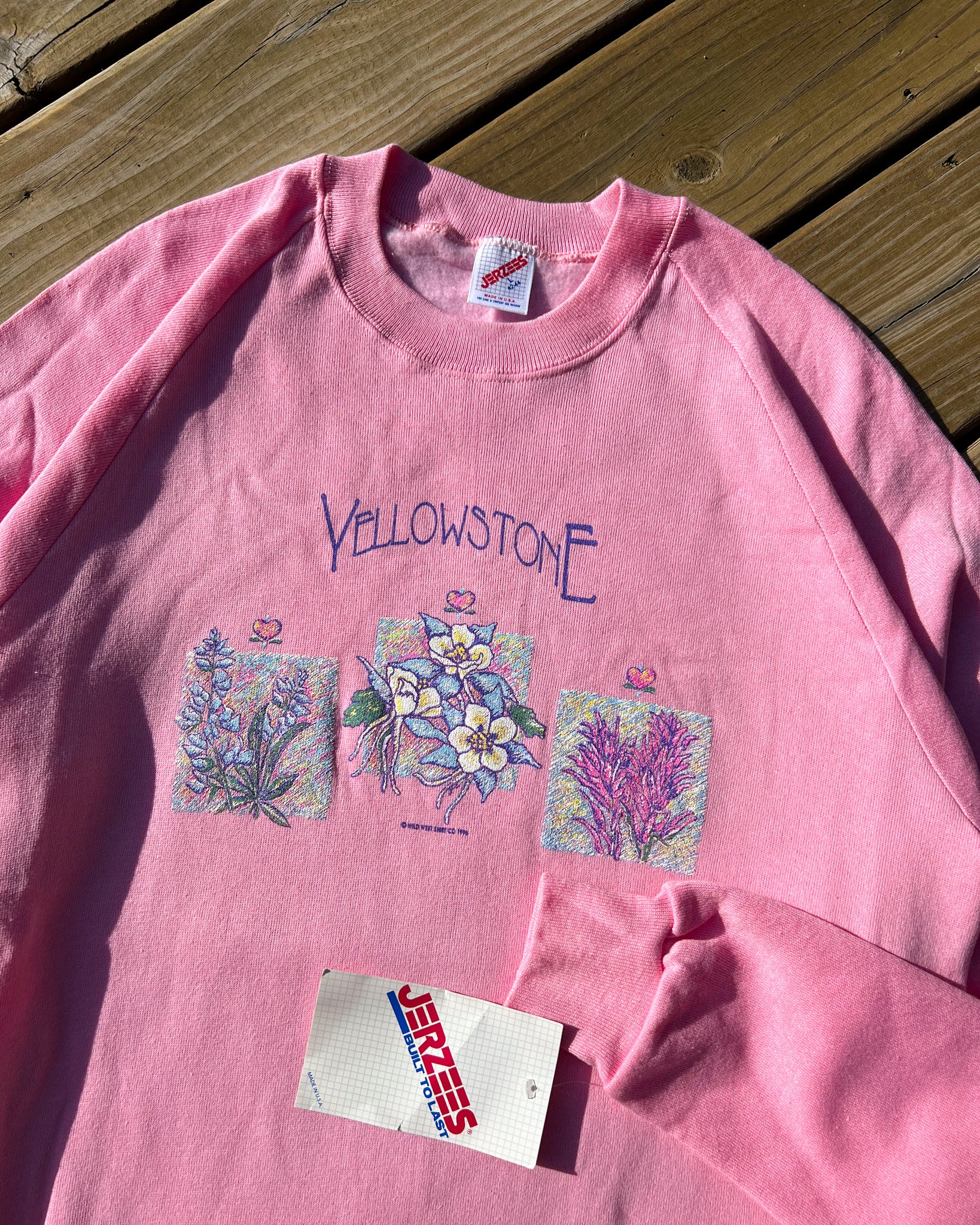 Vintage Yellowstone leopard print pink baby tee