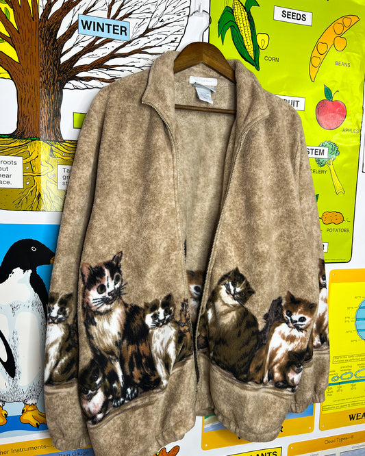 Vintage Cats Fleece Zip Up Jacket