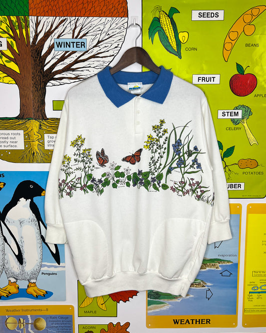 Vintage Double Sided 3/4 Sleeve Butterflly Crewneck