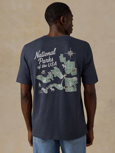 shop faherty x parks project national parks short sleeve sunwashed tee inspired by national parks | duney-navy