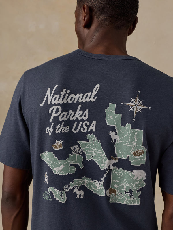 Shop Faherty x Parks Project National Parks Short Sleeve Sunwashed Tee Inspired by National Parks | duney-navy