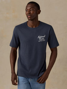 shop faherty x parks project national parks short sleeve sunwashed tee inspired by national parks | duney-navy