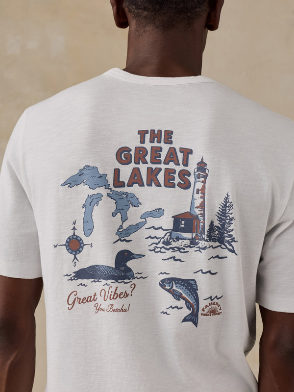 Shop Faherty x Parks Project Great Lakes Short Sleeve Sunwashed Tee  | white