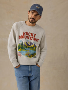 shop faherty x parks project rocky mtns high standard fleece crewneck inspired by national parks | antique-ivory-heather