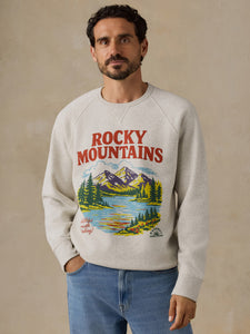 shop faherty x parks project rocky mtns high standard fleece crewneck inspired by national parks | antique-ivory-heather