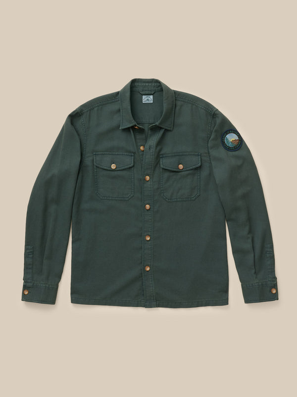 Shop Faherty x Parks Project Tropic Surplus Shirt Inspired by Parks | dark-pine