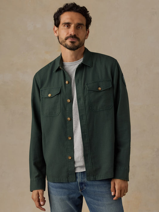 Shop Faherty x Parks Project Tropic Surplus Shirt Inspired by Parks | dark-pine