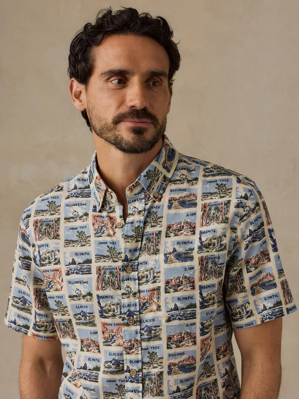 Shop Faherty x Parks Project Short Sleeve Breeze Shirt Inspired by Parks | sand-parks-tile
