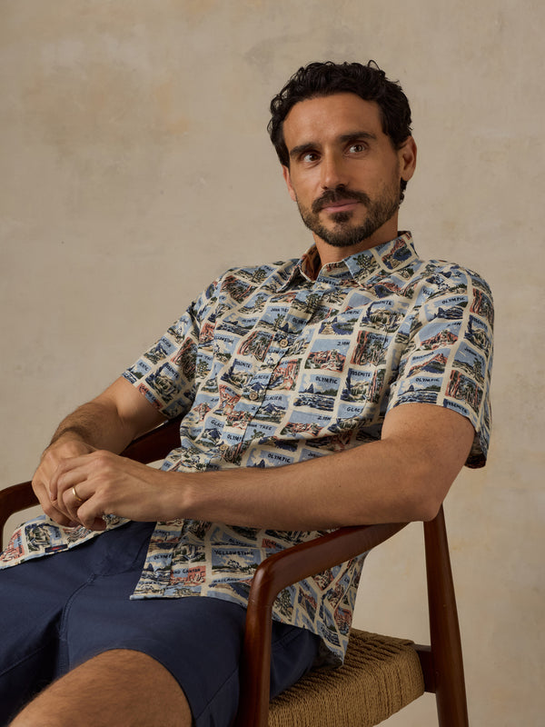 Shop Faherty x Parks Project Short Sleeve Breeze Shirt Inspired by Parks | sand-parks-tile