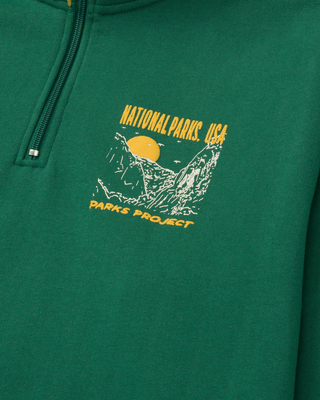 Puff Print Quarter Zip Fleece With Designs Inspired By National Parks | forest-green